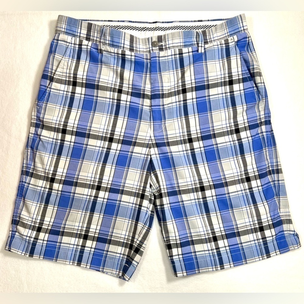 FOOTJOY Men’s Blue Black Plaid Golf‎ Golfer Golfing Preppy Shorts Size 34 Waist